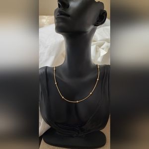 18k Gold Plated Stainless Steel Ball Station  Necklace